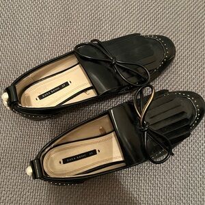 black Zara adorned loafers